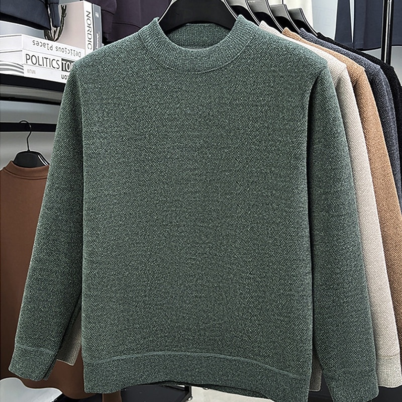 Herren Pullover Strickpullover Gerippt Stricken Normale Oberteile Gestrickt Fleece Einfach Rundhalsausschnitt Mode Basic Urlaub Alltagskleidung Bekleidung Herbst Winter Schwarz Grün M L XL 2026 - $37.99 –P8