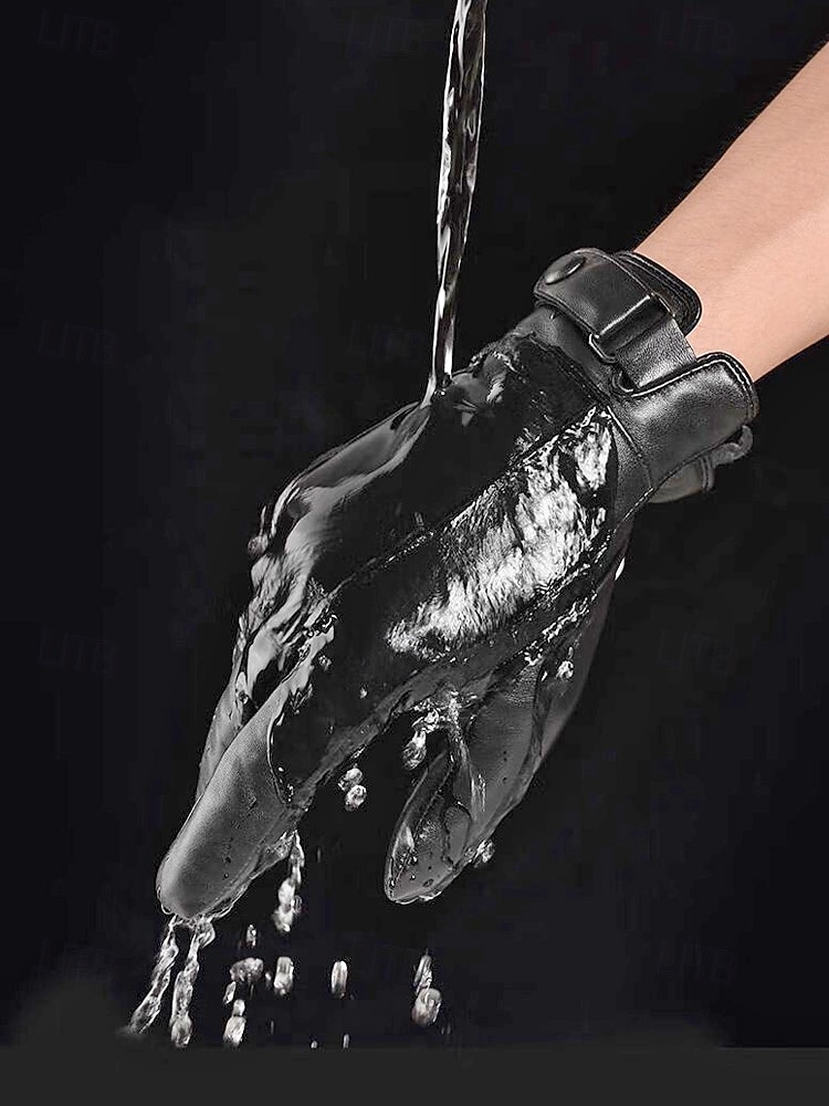 Miesten lampaannahkakäsineet - vedenpitävät, fleecevuoratut lämpimänä, tyylikkäät ja käytännölliset talviulkona käytettäväksi 2026 - $18.99 –P2