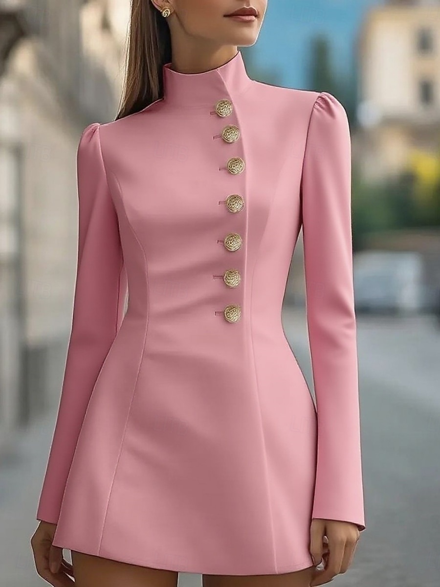 navy blue dress for baby girl Vinelle Long Sleeve Mini Dress | Dusty Pink | Womens main image 1