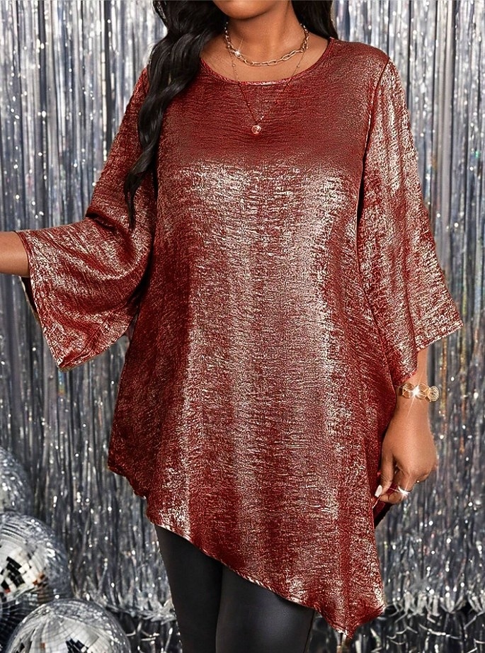 Nouvel An Femmes Chemise ancien Tropical Élégant Hauts Longs robe demoiselle d honneur Tenue de soirée Fête Rose Claire Rouge Bleu Roi Bleu Ciel Dorée Automne Hiver de 2026 ? $26.99 –P6