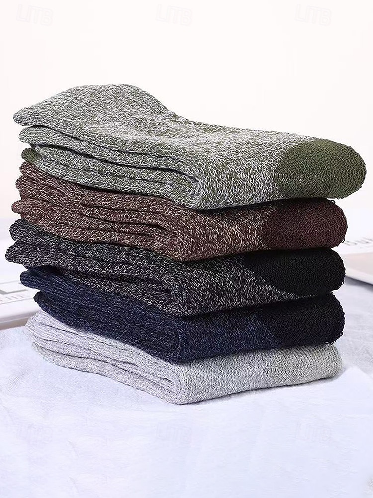 Pánské bavlněné termo ponožky - měkké, teplé, 5 párů, ideální na zimu, outdoorové aktivity a jako vánoční dárek 2026 - $14.99 –P10