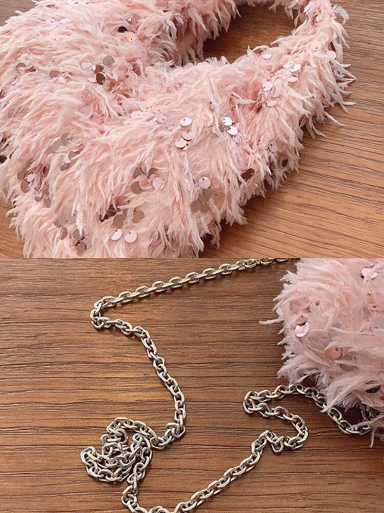 borsa da donna in pelliccia sintetica con paillettes: design scintillante e luccicante con materiale morbido, disponibile in due misure, perfetta per feste serali e occasioni speciali del 2026 a $19.99 –P10