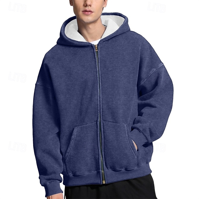 Per uomo Felpa con cappuccio Felpa con cappuccio a zip intera Felpa con cappuccio in pile Felpa con cappuccio foderata in pile Rosa Blu marino Con Cappuccio Semplice Patchwork Sport & Outdoor Casuale del 2025 a $27.99 –P1