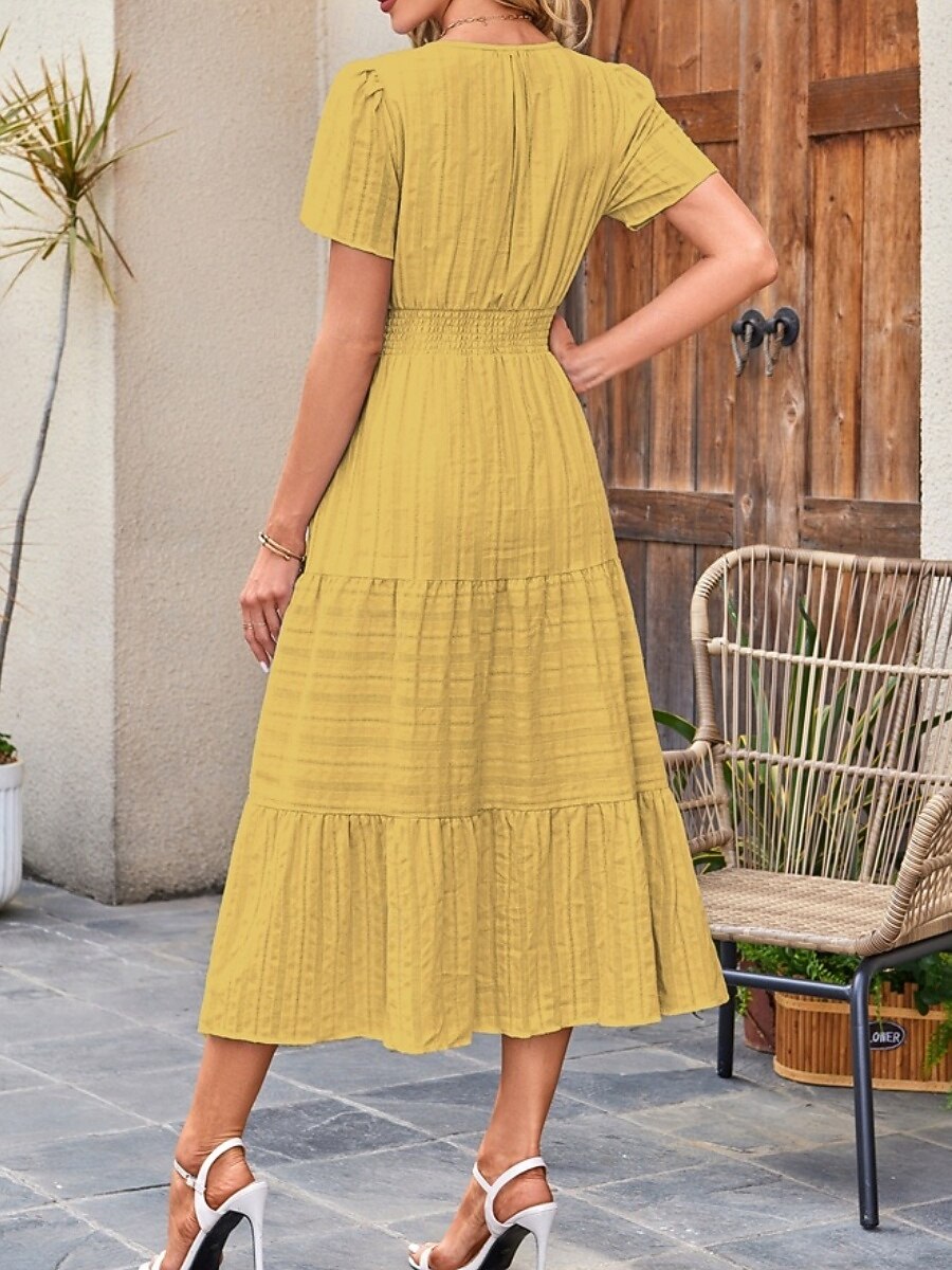 Pentru femei Rochie Maxi Rochie A line Casual Zilnic Fit regulat Simplu Manșon scurt În V Albastru piscină Alb Galben Roșu-aprins Vară Primăvară 2025 - $46.99 –P14