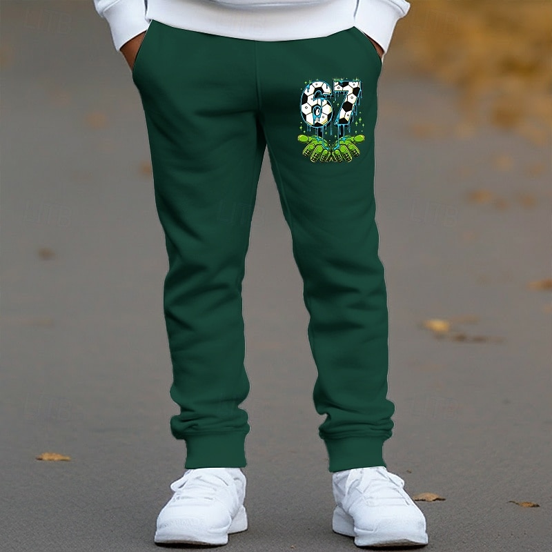 2026年 男女兼用 男の子 3D グラフィック 67 パンツ スウェットパンツ 春 秋 ストリートファッション ベーシック 子供 4〜12年 アウトドア スポーツ カジュアル レギュラー  コレクション – $9.99 –P4