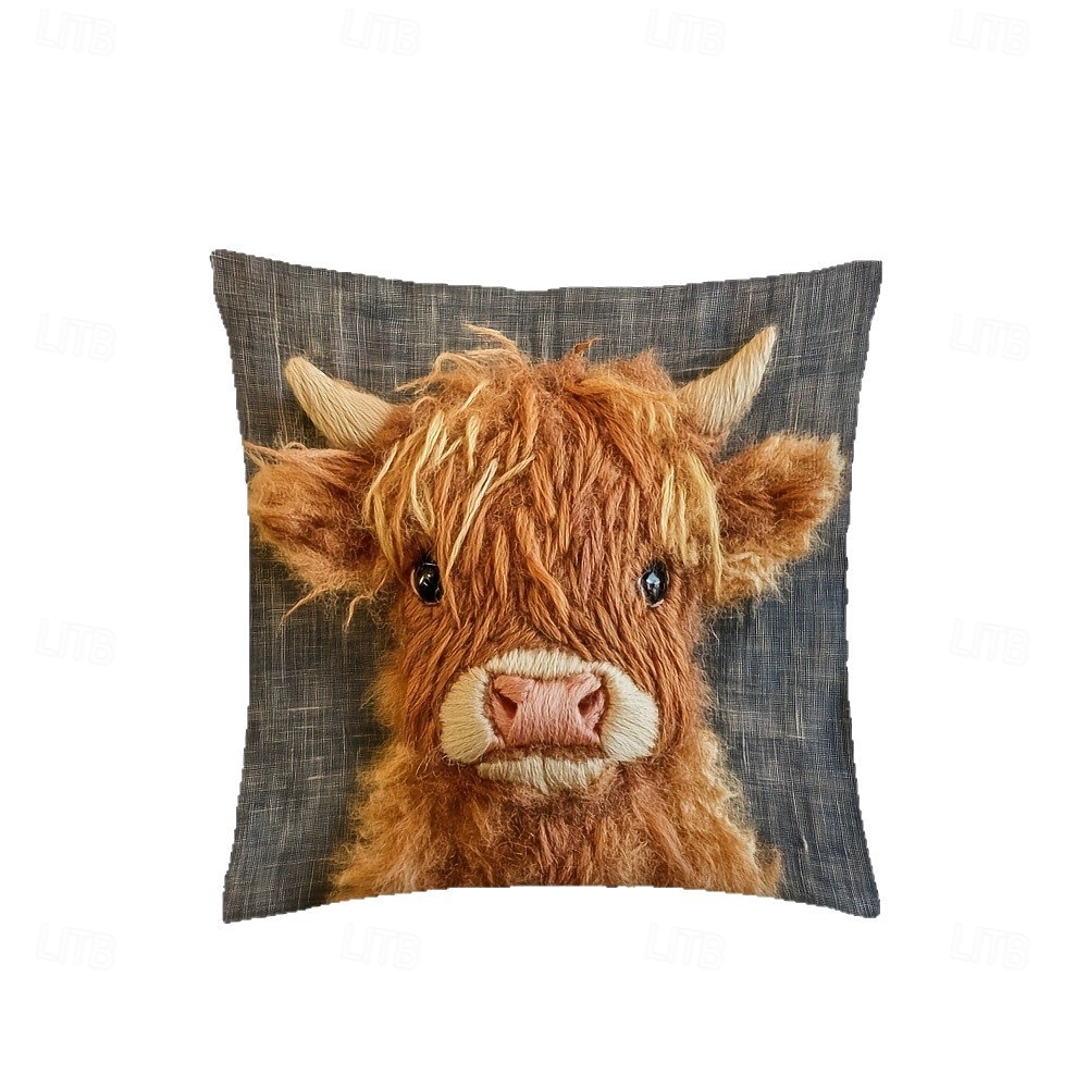 Highland Cow Pillow Covers 2D Flat Print Cute Calf Plush Cushion Covers Soft Short Velvet Decorative Throw Pillowcase for Sofa Couch Living Room Home Farmhouse Decor 2026 - $7.99 –P3