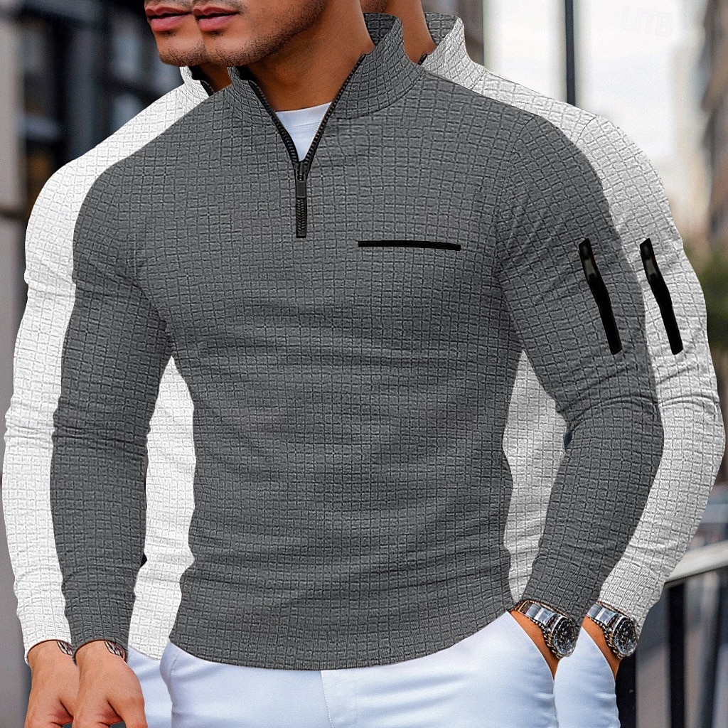 Ανδρικά Βάφλα Πόλο Μπλουζάκια Pullover Αθλήματα & Ύπαιθρος Causal Ζιβάγκο Τρίμηνο φερμουάρ Μακρυμάνικο Μοντέρνα Άνετο Συνδυασμός Χρωμάτων Με Υφή 3 τεμάχια 2026 - $53.99 –P8