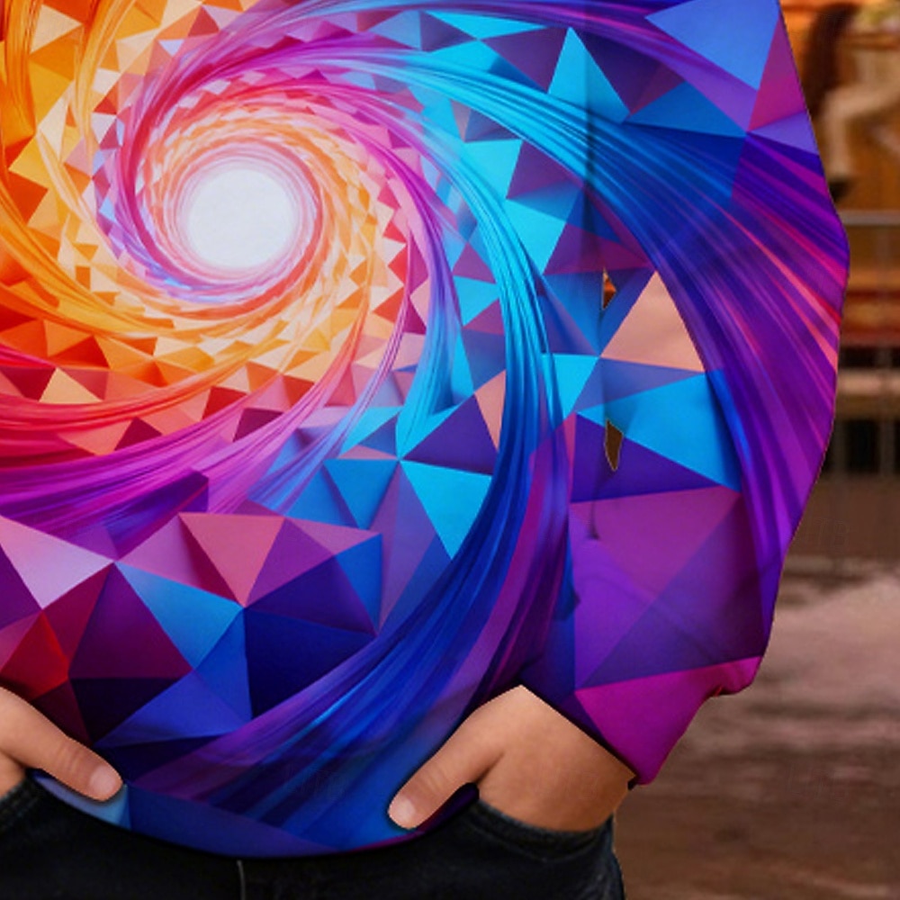 Pojkar 3D Grafisk Geometrisk 3D Print Tröja Långärmad Vår Höst Mode Grundläggande Barn 4-12 år Rund hals Utomhus Ledigt Dagligen Normal 2025 - $17.49 –P7