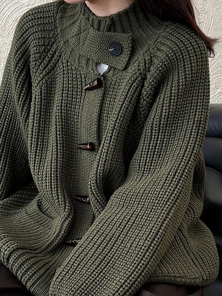 Женский свитер, кардиган, шерстяная смесь, винтажный, повседневный, водолазка-хомутик, трикотажный, с длинным рукавом, обычный, трикотажный, повседневный, оливково-зеленый, темно-синий, осень-зима 2026 - $97.99 –P3