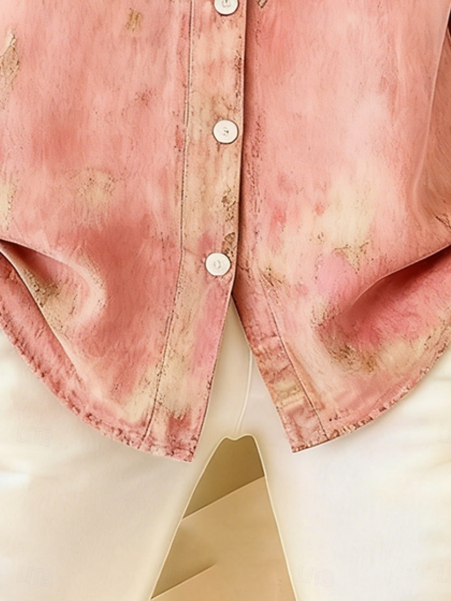 Per donna Camicia Bottoni Stampato Floreale Grafico Bohemien Elegante Casual Manica Lunga Colletto a Camicia Top Regolari Quotidiano Rosa Primavera Autunno del 2026 a $34.99 –P3