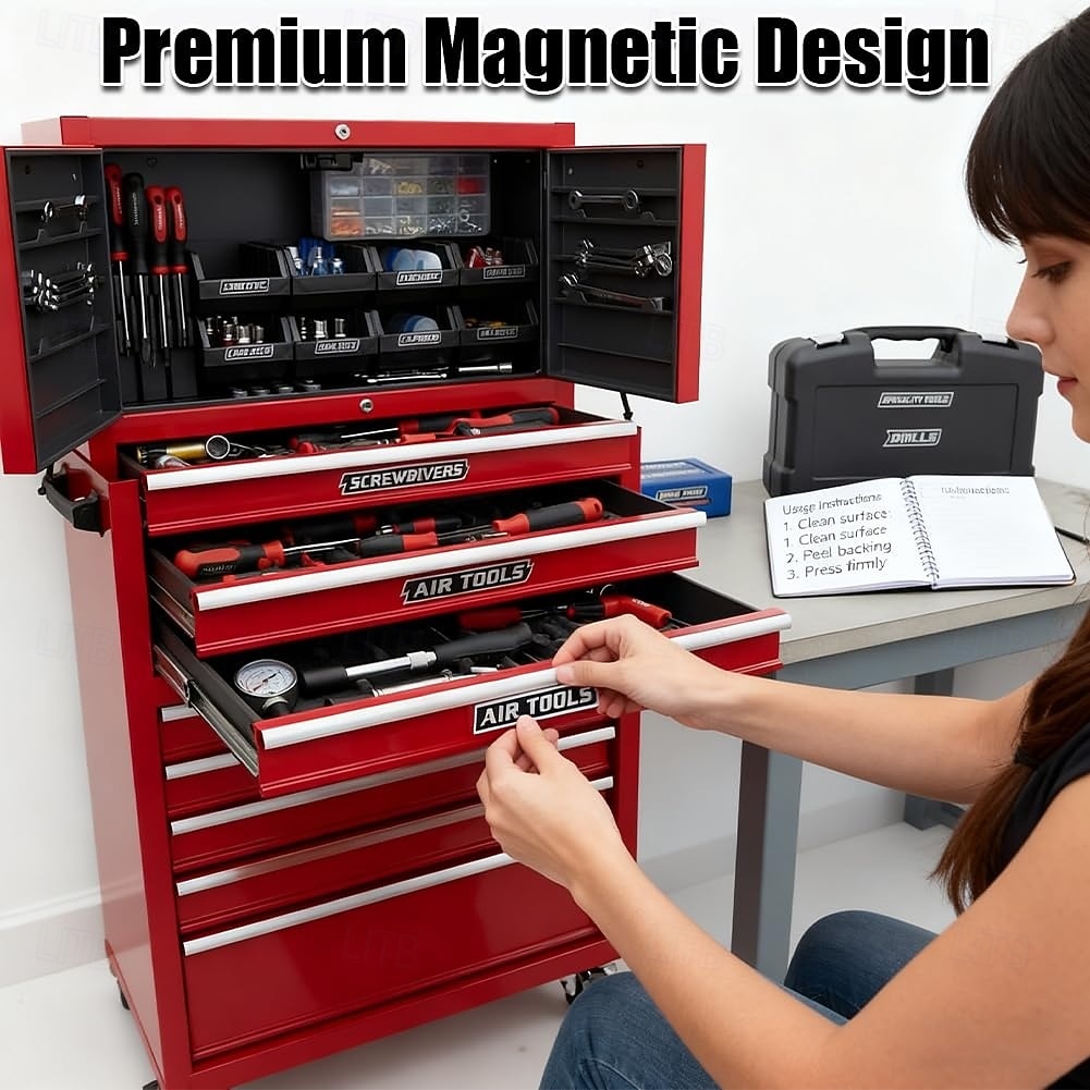 12 kappaleen pakkaus magneettisia työkalupakkietikettejä, 3D-tulostettuja työkalupakkietikettejä, yleisiä työkalupakkien järjestelytarvikkeita, uudelleenkäytettäviä etikettejä teräksisille 2026 - $15.99 –P3