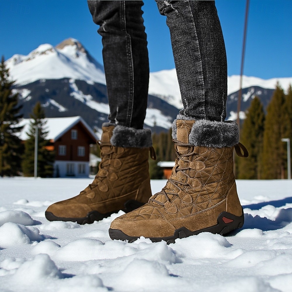 Ανδρικές αδιάβροχες μονωμένες χειμερινές μπότες - αντιολισθητικές ζεστές καπιτονέ μπότες χιονιού για υπαίθρια πεζοπορία και κρύο καιρό 2026 - $69.99 –P6