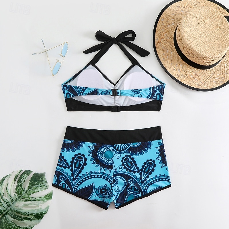 Per donna Costumi da bagno Due pezzi Shorts Costume da bagno Senza schiena Vacanza Abbigliamento da Spiaggia Floreale All'americana Senza Maniche Costumi da bagno del 2026 a $24.99 –P3
