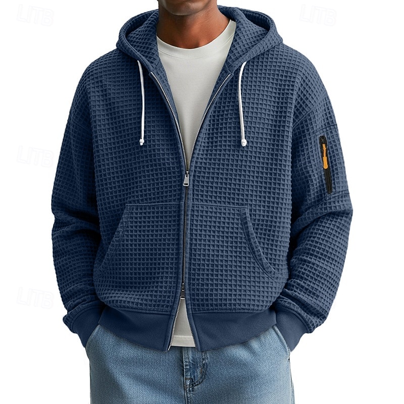 Per uomo Felpa con cappuccio Felpa con cappuccio a zip intera Felpa con cappuccio a nido d'ape Felpa con cappuccio tattica Blu marino Verde Grigio chiaro Azzurro Con Cappuccio Semplice Cerniera del 2025 a $27.99 –P4