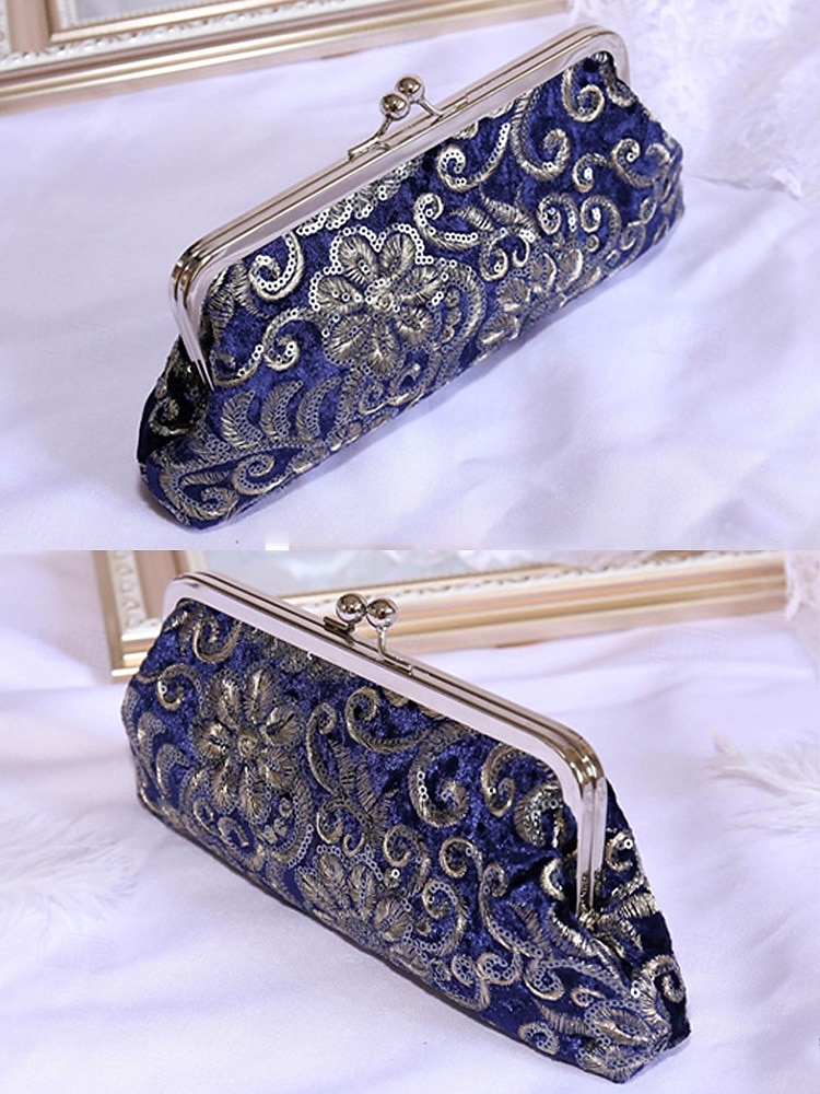Pochette à sequins pour femme – en polyester, multicolore, ornée de motifs floraux métallisés, avec bandoulière chaîne, idéale pour les mariages, les fêtes et les soirées. de 2026 ? $19.99 –P10