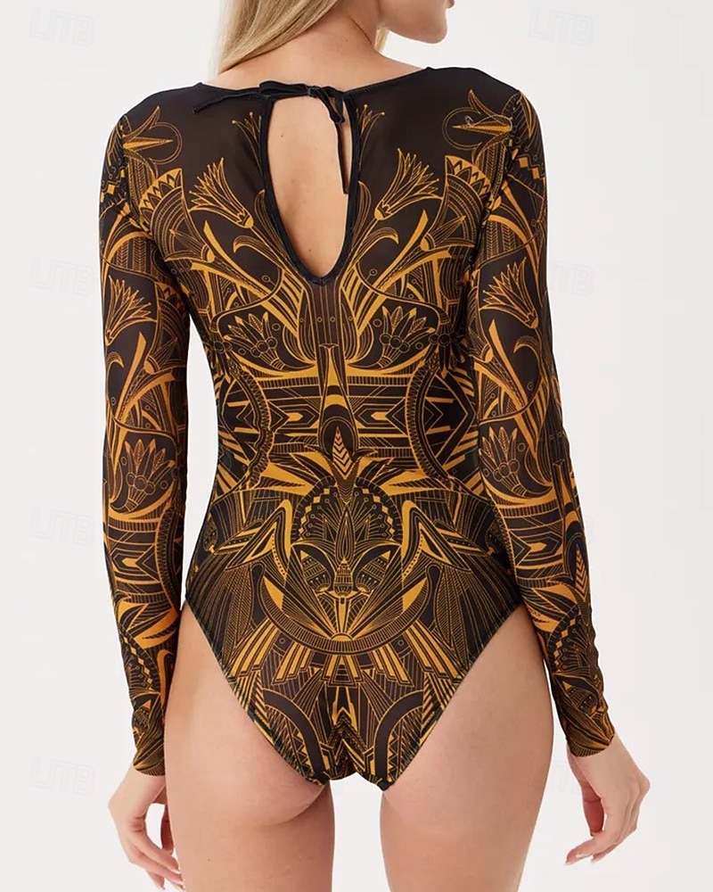 Γυναικεία Προστατευτικά Μαγιό Ολόσωμα μαγιό Γραφική Μπόχο Δίχτυ Προστασία UV Αναπνέει Μακρυμάνικο Μαγιό Σέρφινγκ Παραλία Διακοπές Άνοιξη 2026 - $25.99 –P11