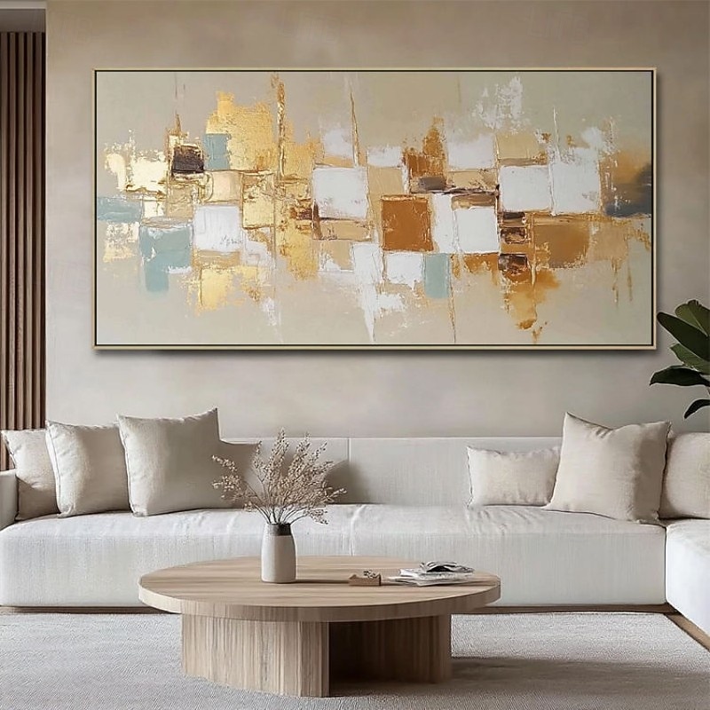 Handmade Oil Painting Canvas Wall Art Decoration Modern Golden Color Block Abstract for Home Decor Rolled Frameless Unstretched Painting 2026 - $100.99 –P2