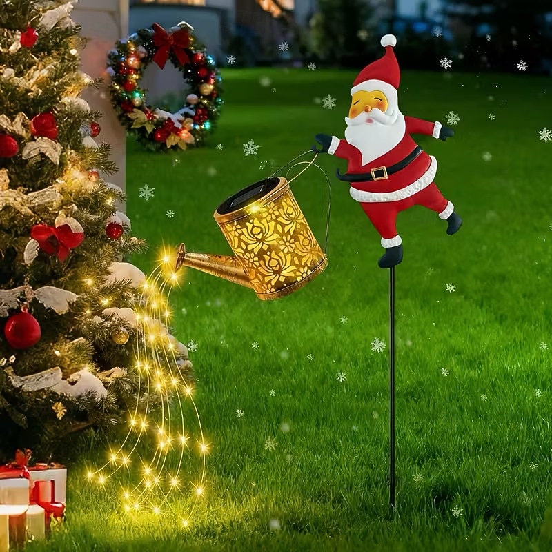 Solar-Gartenbeleuchtung, Weihnachtsmann-Laterne, IP44 wasserdicht, warmweiße oder farbig blinkende Lichterkette für die Weihnachts-Gartendekoration 2026 - $18.99 –P1
