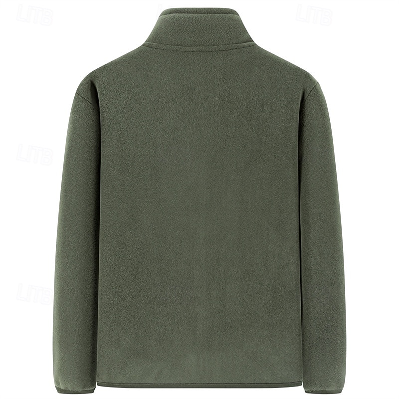Voor heren Winterjack Fleecejack Vrijetijdsjas Vakantie Dagelijks Thermisch Warm Zak Fleece Herfst winter Effen Modieus Streetwear Opstaand Normaal Zwart Rood Khaki Leger Groen Donkerblauw Jacks 2026 - $41.99 –P3