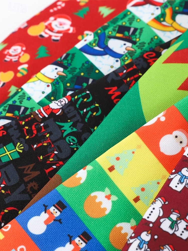 Weihnachtskrawatte für Herren aus Polyester mit Weihnachtsmann-, Schneemann- und weihnachtlichen Motiven – festliche, verstellbare Fliege für Weihnachtsfeiern und festliche Anlässe 2026 - $11.99 –P6