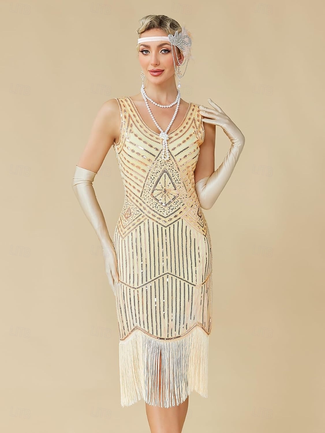 Conjunto Loucos anos 20 Anos 20 Até os Joelhos Vestidos Vestido melindroso Roupa com acessórios Sem Mangas O Grande Gatsby charleston Paetês Franjas Pena Decote V Fantasia Mulheres Carnaval Ano Novo de 2026 por $69.99 –P12