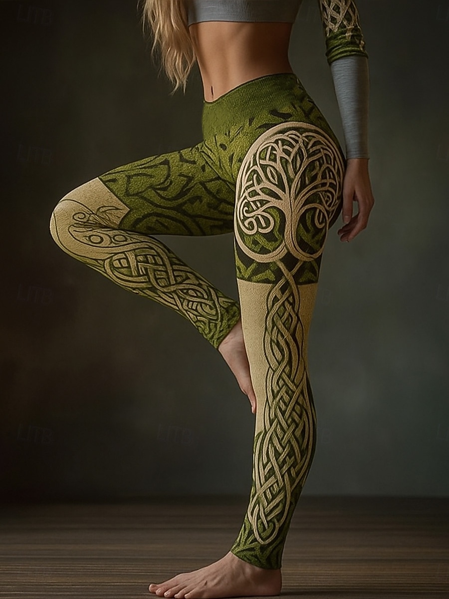 Леггинсы для женщин викингов бохо винтажный этнический стиль повседневные полный длины высокой талии абстрактная 3D печать быстросохнущая дышащая мягкая эластичная форма для уличной атлетики 2025 - $19.99 –P4