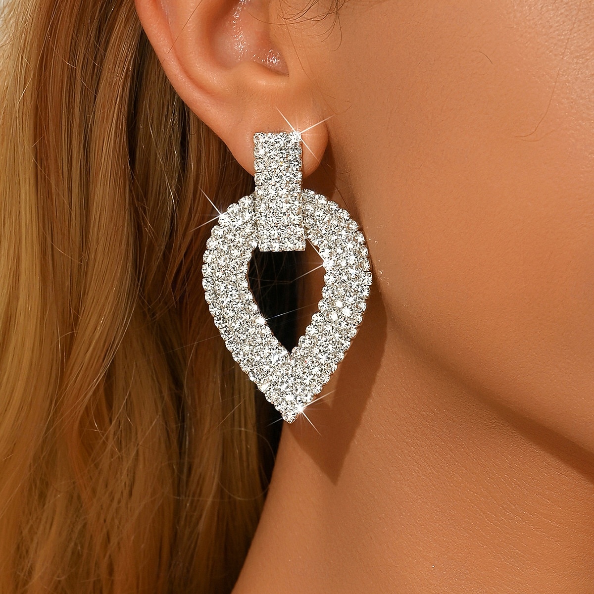 Damskie błyszczące kolczyki w kształcie łezki z kryształkami – luksusowa biżuteria kryształowa na wieczorne, efektowne imprezy 2026 - $14.99 –P3