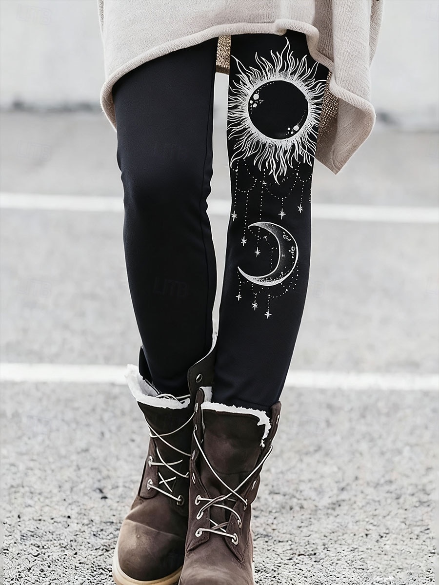 Mujeres Vikingas Boho Leggings Vacaciones Estilo Étnico Vintage de Largo Completo Cintura Alta Gráfico Galaxia Suave Cómodo Elástico Formal Aire Libre Vacaciones Negro Primavera Otoño Invierno Ajuste 2026 - $21.99 –P1
