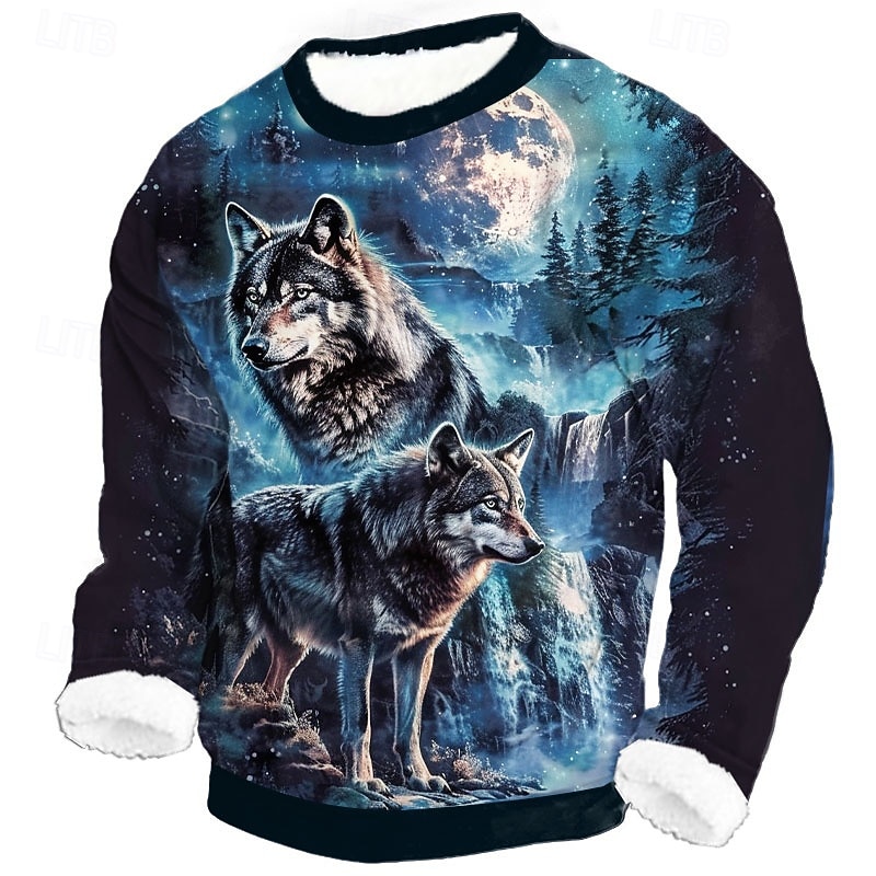 Miesten Susi Fleece College Päivittäin Vapaa-aika 3D Tiukka pyöreä kaula-aukko Koti Juhla Lahja Katuvaatteet Sininen Musta Tumman sininen 3D-tulostus Syksy Talvi Suunnittelija S M L XL XXL XXXL 2026 - $30.99 –P1