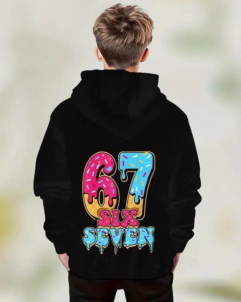 Chico 3D Graphic Jerga divertida 67 Sudadera Pullover Manga Larga Impresión 3D Primavera Otoño Deportes Moda Ropa de calle Niños 4-12 años Con Capucha Exterior Casual Diario Ajuste regular 2026 - ₪64.12 –P2