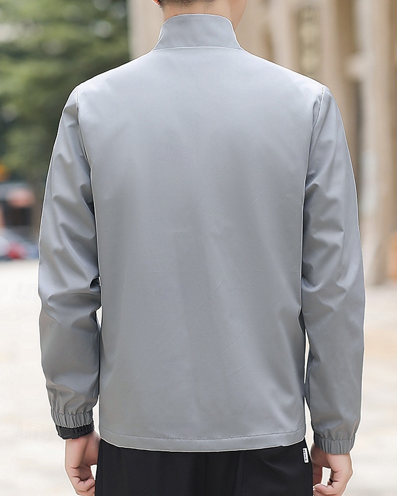 Homme Couleur Unie Veste zippée blouson aviateur Manteaux décontractés Printemps & Automne avec poches manche longue Athleisure Imperméable Léger Salle de sport Randonnée Course Entraînement Noir de 2026 ? $28.99 –P9