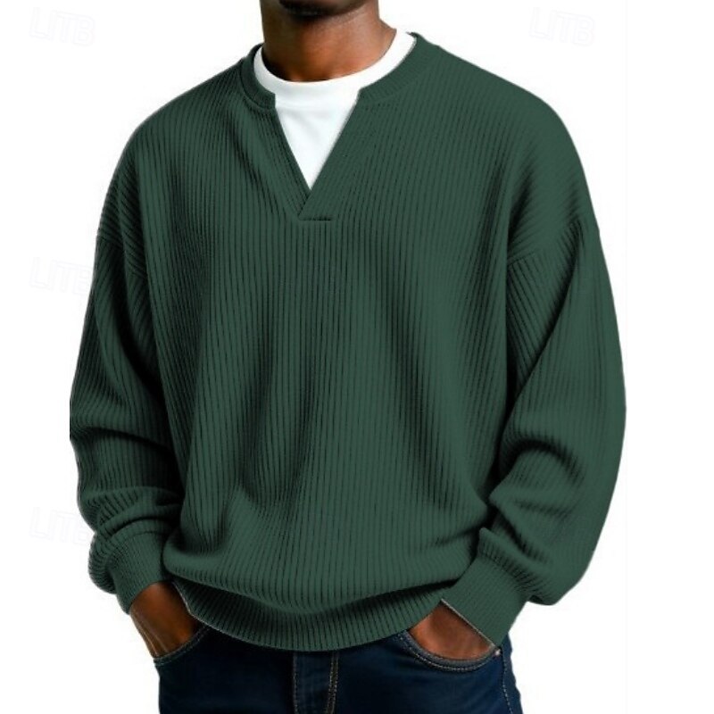 Herren Cordhemd T-Shirt Langarm V Ausschnitt Herbst Winter Texture Täglich Lässig Streetstyle Oversize Locker Outdoor Straße Lässig Schwarz Dunkel Blau Purpur Top T-Shirt für Herren 2025 - $25.99 –P3