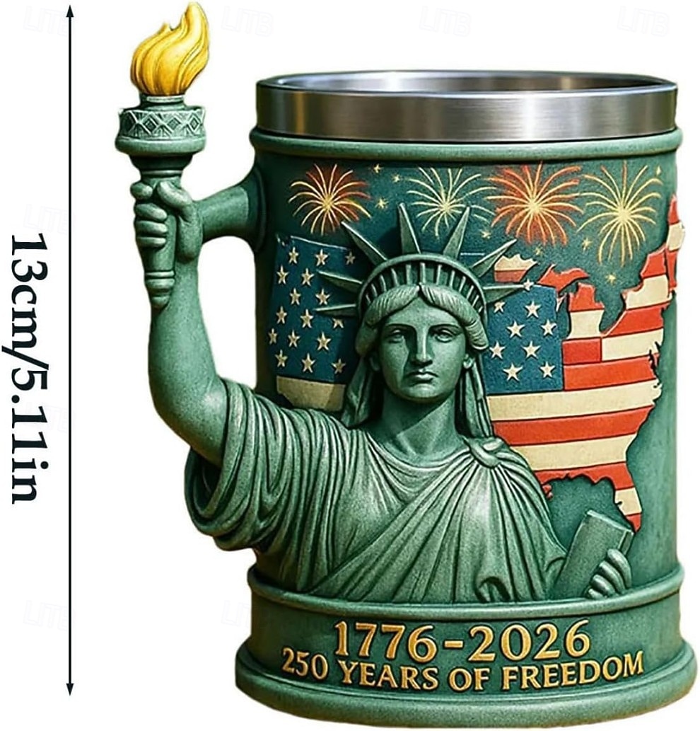 Amerikan vapaudenpatsaan soihtumuki, Yhdysvaltojen 250-vuotisjuhlan muistolahja, isänmaallinen kahvikuppi, itsenäisyyspäivän 250-vuotisjuhlan matkamuisto, vapauden maamerkkimuki keräilijöille 2026 - $25.99 –P2