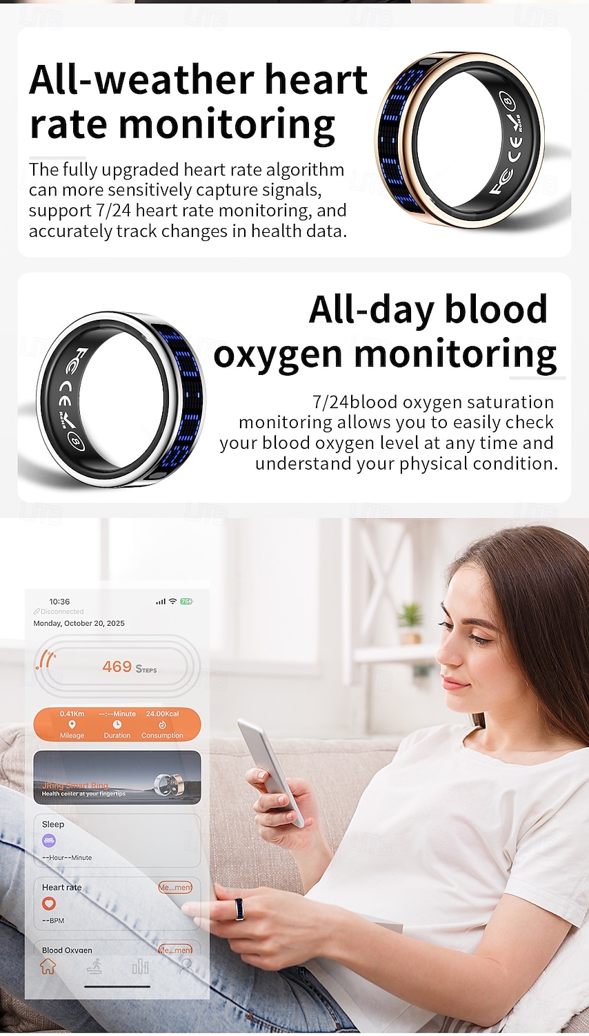 SR16 Älykello 0.1 inch Älykäs rannekoru Älykello Bluetooth Lämpötilan valvonta Askelmittari Aktiivisuuden seuranta Yhteensopiva Android iOS Naisten Miehet Vedenkestävä IPX-8 22 mm: n kellokotelo 2025 - $47.99 –P7