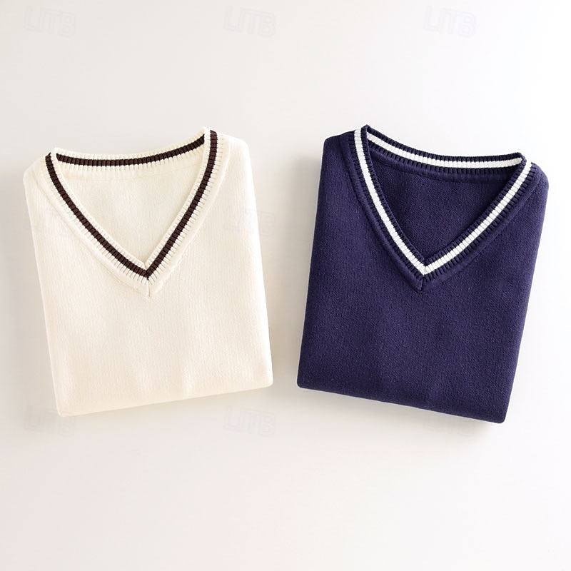 Barn Pojkar Pullover tröja Färgblock Ärmlös V-ringad Utomhus Mode Marinblå Höst Kläder 4-12 år 2026 - $23.99 –P2