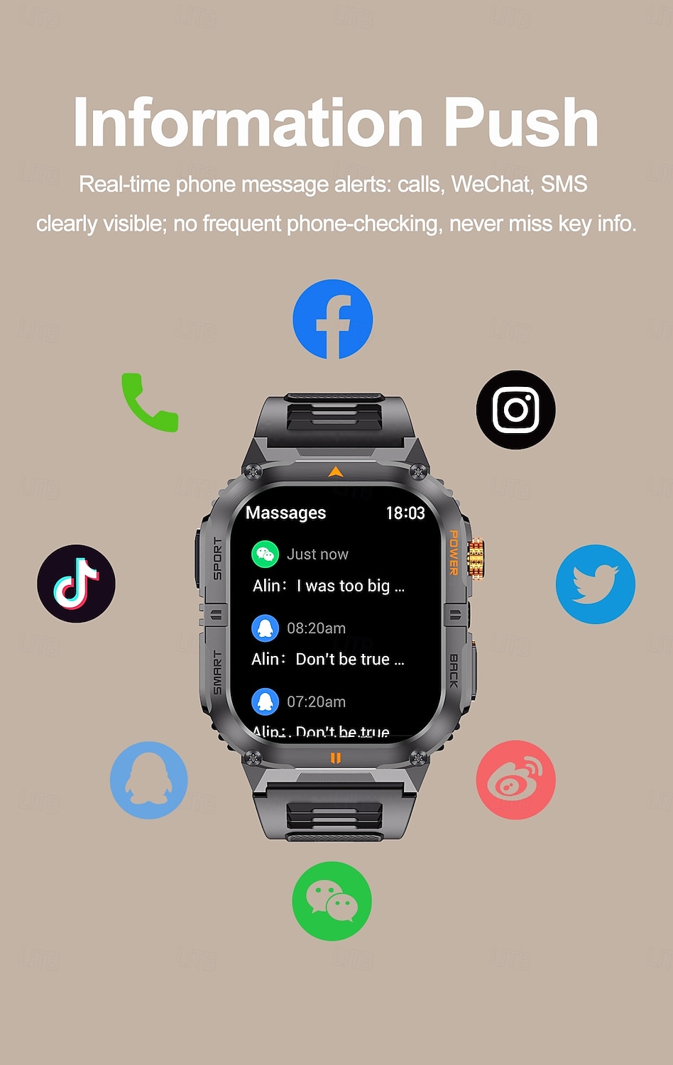 Новые умные часы с аккумулятором 1000 мА·ч, 25-дневным временем работы, мониторингом сна, несколькими функциями напоминания, корпусом из цинкового сплава, ремешком из жидкого силикона! Подходит для 2025 - $36.99 –P10