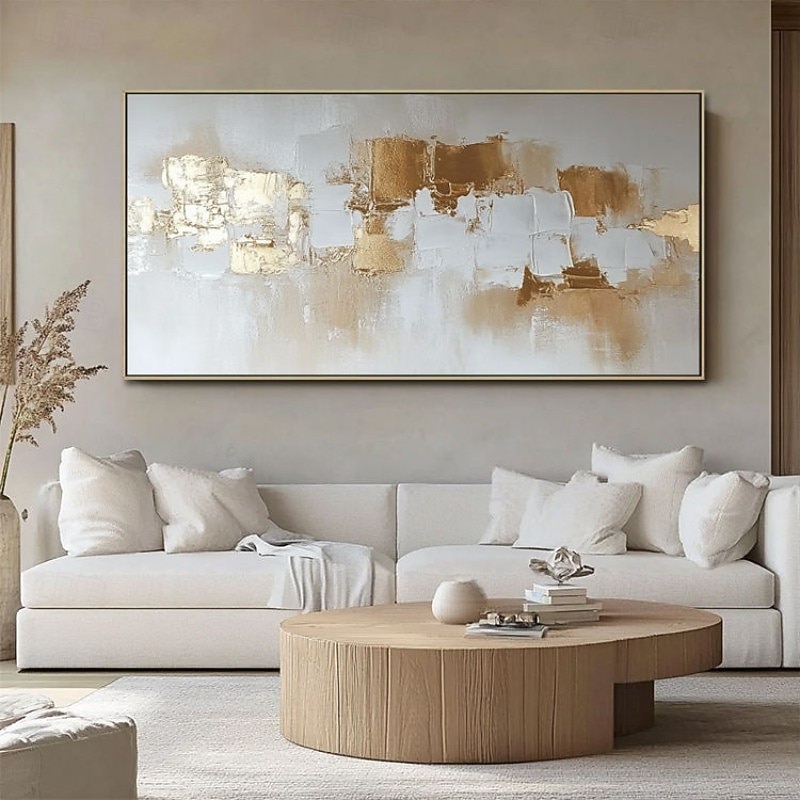 Handmade Oil Painting Canvas Wall Art Decoration Modern Golden Color Block Abstract for Home Decor Rolled Frameless Unstretched Painting 2026 - $100.99 –P1