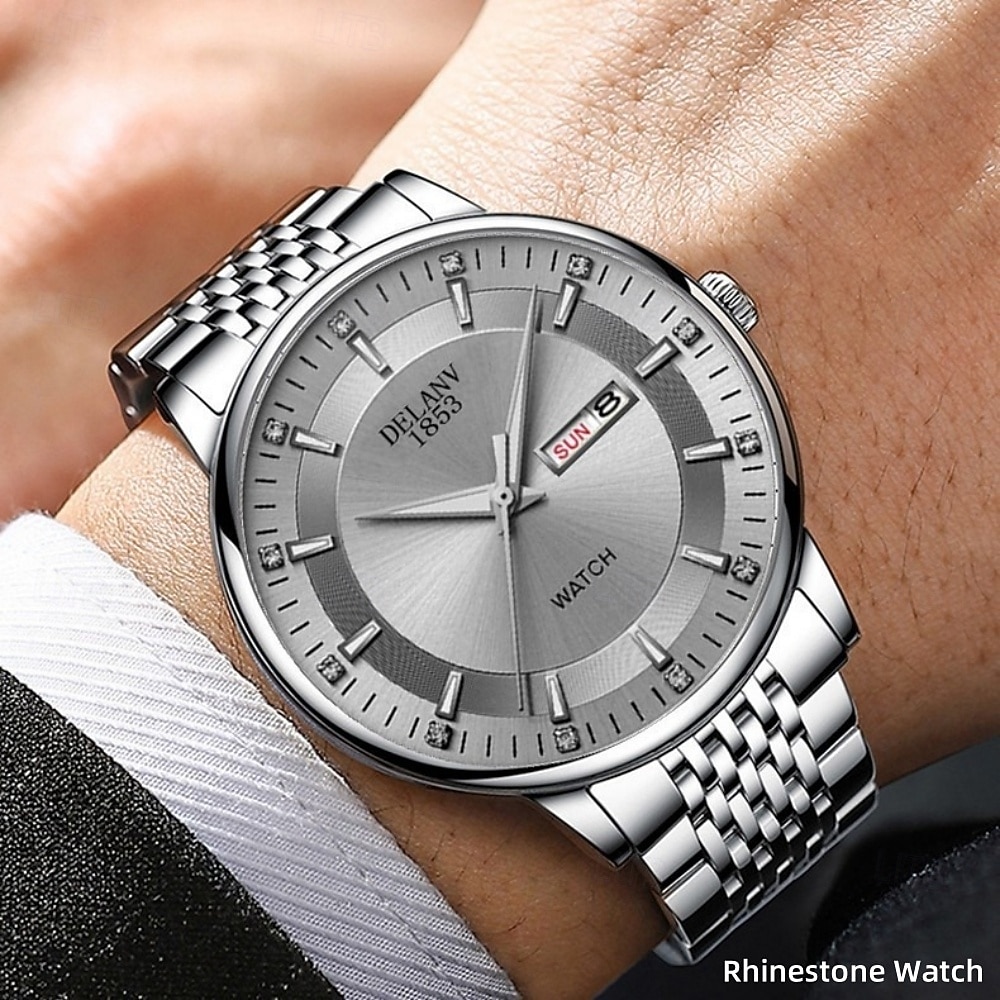 Передовые наручные часы для мужчин модные кварцевые часы для мужчин с стальным корпусом и ремешком отображение даты и календаря люминесцентный циферблат лучший выбор подарка для мужчин 2026 - $22.99 –P6
