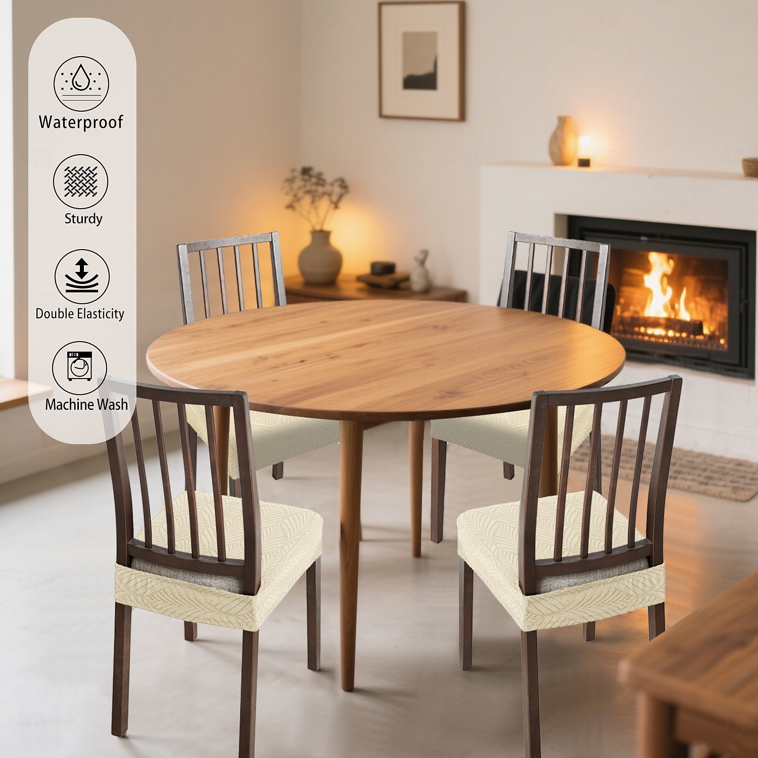 Coprisedia elasticizzati in jacquard a foglia, morbidi coprisedili elastici per sala da pranzo, cucina, arredamento per la casa, fodera rimovibile antipolvere e antimacchia. del 2026 a $9.49 –P3