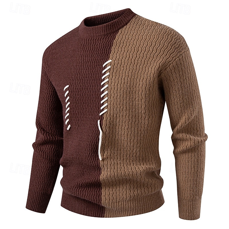 Hombre Pulóveres Suéter de punto Suéter desgastado Estriado Tejer Tops regulares Retazos Bloque de Color Plano Cuello Barco Prendas de punto Moderno Casual Ropa Cotidiana Ropa Otoño invierno Negro 2026 - $34.99 –P2