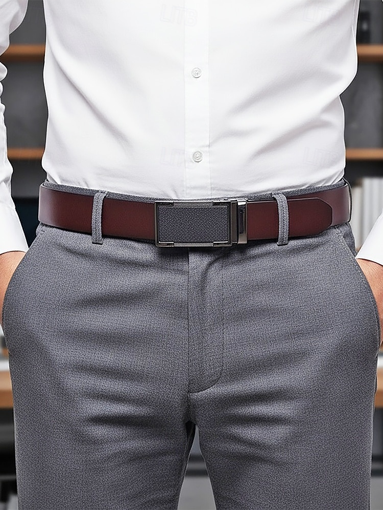 Ceinture en cuir pour homme, idéale pour Noël : cuir véritable de qualité supérieure, boucle carrée élégante, ajustable, accessoire de mode festif pour les occasions décontractées ou habillées. de 2026 ? $24.99 –P2