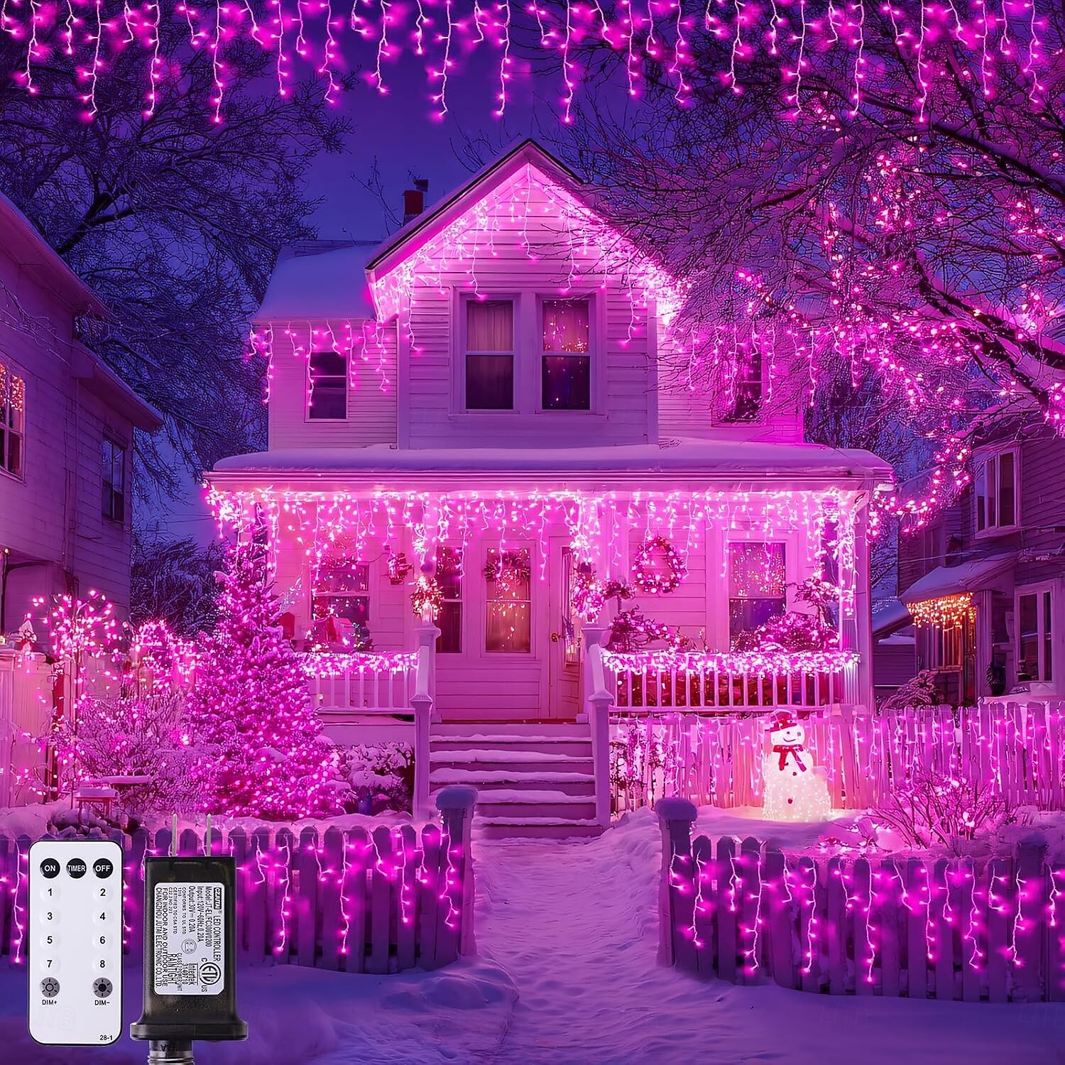 Рождественская сосулька, 33 фута, 400 светодиодов, 48 капель, 8 функций, таймер, дистанционное управление, прозрачный провод, подключаемые гирлянды, праздничные, свадебные, вечерние, декоративные огни, низкое напряжение, безопасная розетка 2025 - $31.99 –P4