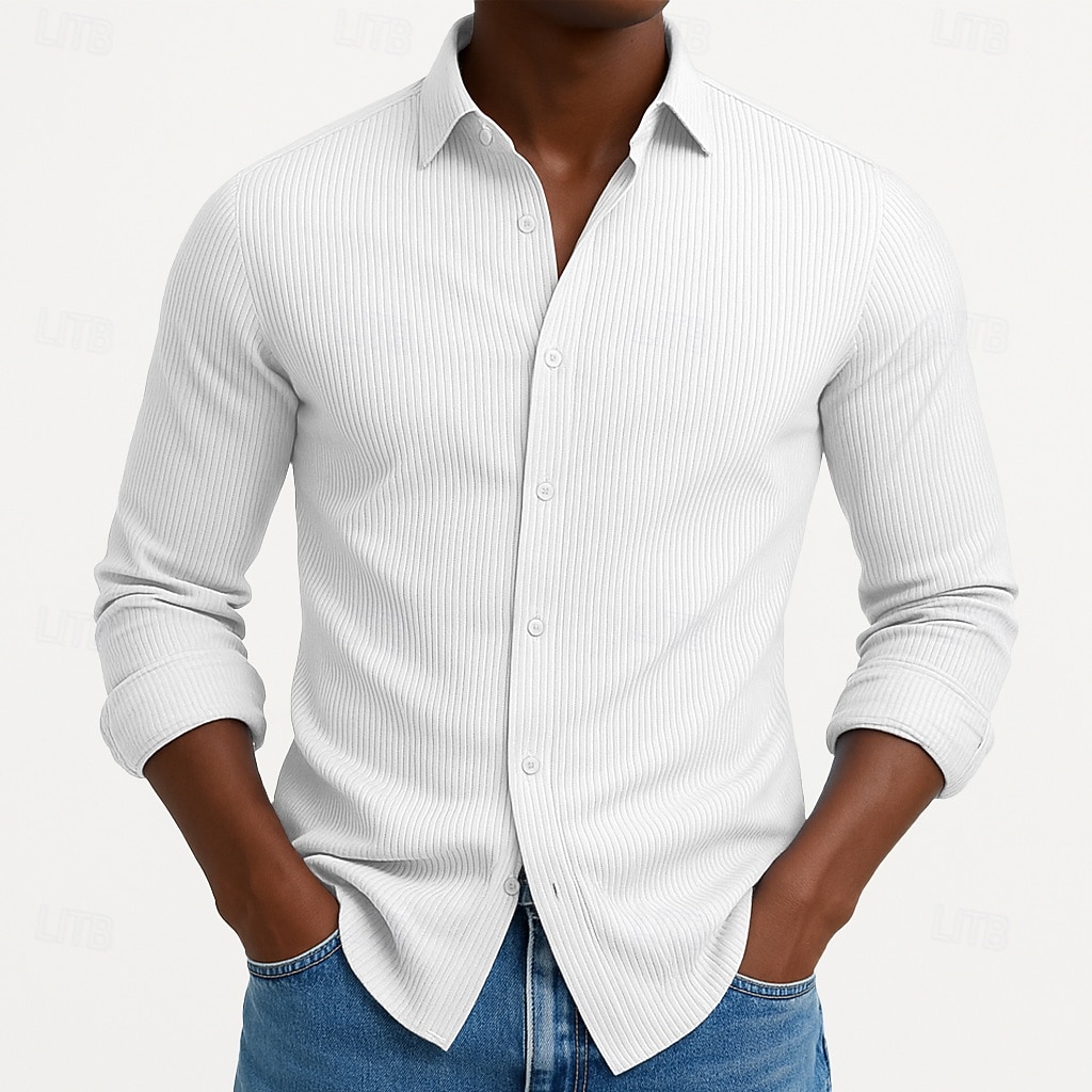 Homme Chemise Chemise en velours côtelé Chemise Boutonnée bleu marine manche longue Uni Col Rabattu Occasionnel Quotidien Boutonné Vêtement Tenue Coton Mode Streetwear Classique Occasionnel de 2026 ? $25.99 –P4