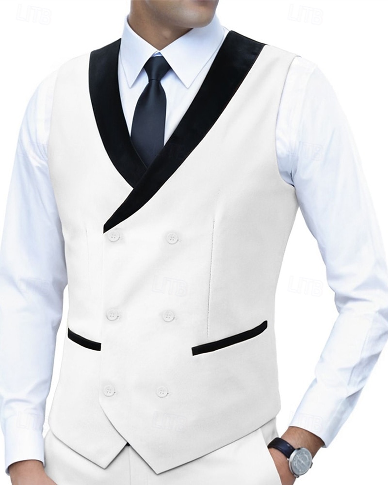 Ανδρικά Veste Γιλέκο Gilet Επιχείρηση Διακοπές Πάρτι Μοντέρνα Καθημερινό Άνοιξη Φθινόπωρο Τσέπη Κουμπιά Πολυεστέρας Άνετο Σκέτο Σταυρωτό Λαιμόκοψη V Κανονικό Θαλασσί Μαύρο Λευκό Ρουμπίνι Γιλέκο 2026 - $35.99 –P12