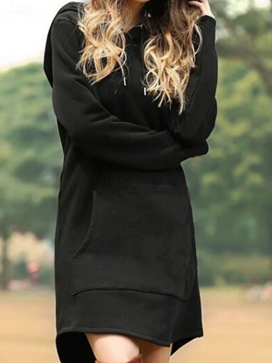 Damen Minikleid Kapuzenkleid Freizeitkleid Mode Modern Täglich Büro Urlaub Lässiger Schnitt Einfach Langarm Mit Kapuze Schwarz Gelb Rote Purpur Frühling Herbst Winter 2026 - $14.99 –P3