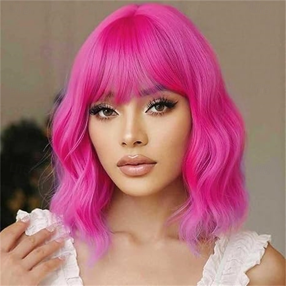 Parrucca di Carnevale 2026 Rosa Blu Viola Riccio Ciocca Corto Parrucca sintetica da festival Martedì grasso Parata Capelli per costumi da cosplay per Da donna del 2026 a $21.99 –P6