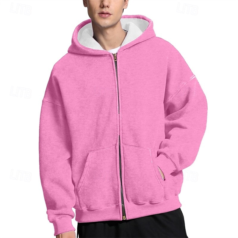 Per uomo Felpa con cappuccio Felpa con cappuccio a zip intera Felpa con cappuccio in pile Felpa con cappuccio foderata in pile Rosa Blu marino Con Cappuccio Semplice Patchwork Sport & Outdoor Casuale del 2025 a $27.99 –P2