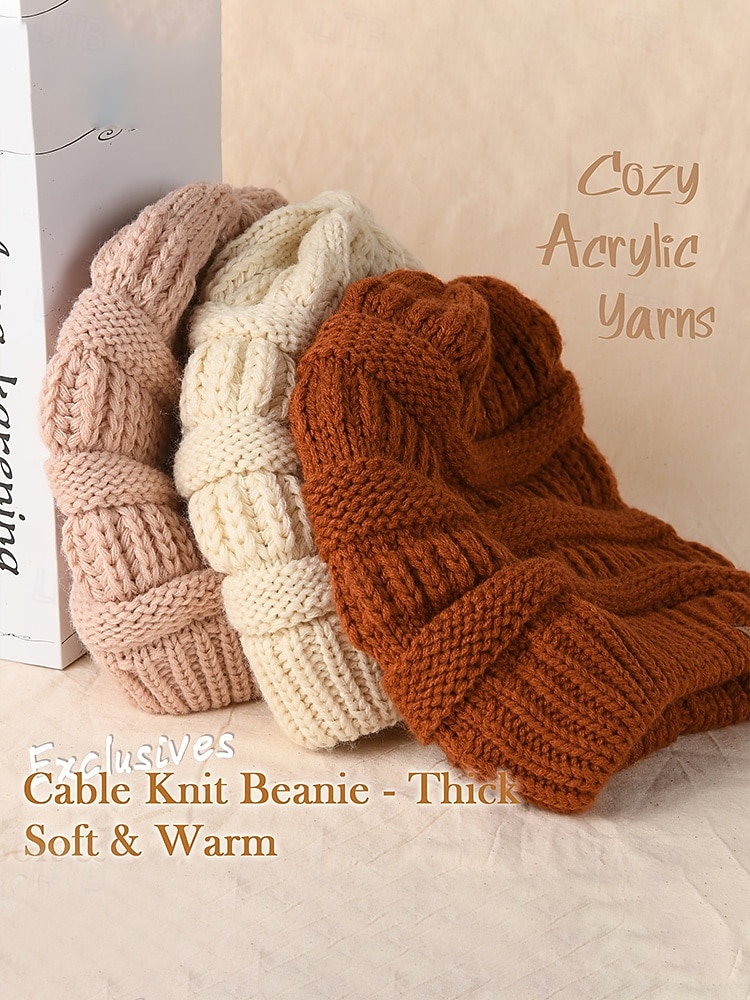 Căciulă tricotată pentru femei – disponibilă în mai multe culori, moale și elastică pentru o potrivire confortabilă, perfectă pentru iarnă și ținute casual. 2026 - $7.99 –P5