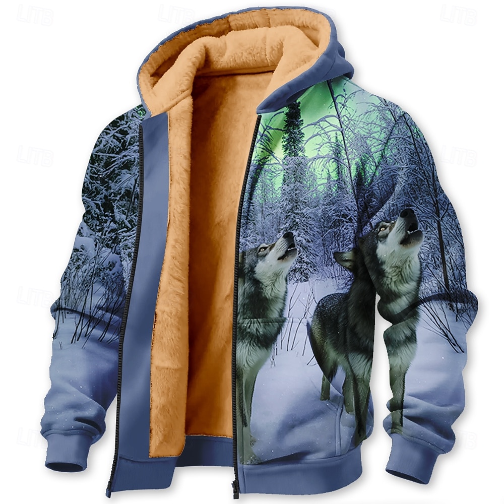 Per uomo Lupo Stampa 3D Pile Felpa con Cappuccio Giacca di pelle Felpa Classico Militare Da caccia Girocollo All'aperto Campeggio Blu 1 Blu 2# Con zip Autunno Inverno progettista S M L XL 2XL 3XL del 2026 a $41.99 –P2