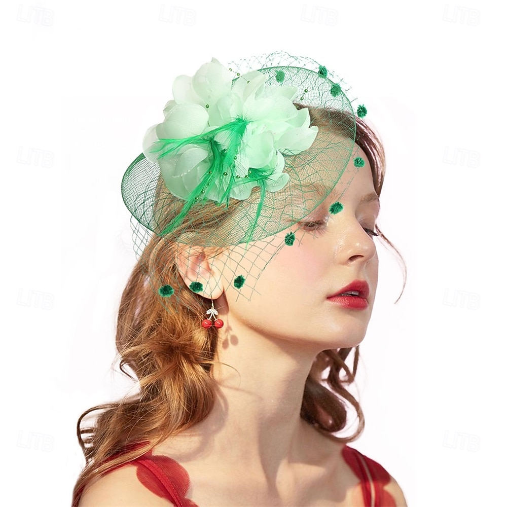 Čelenka Tyl Látka 30. léta Svatební Čajový dýchánek Dostih koktejl Elegantní Vinobraní S Peří Přílba Pokrývky Hlavy 2025 - $14.99 –P1